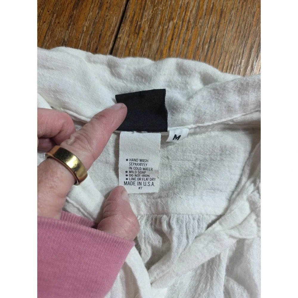 Dotti Women's Button Down Swim Cover Sz Med White Gauze Button Down Front Pocket